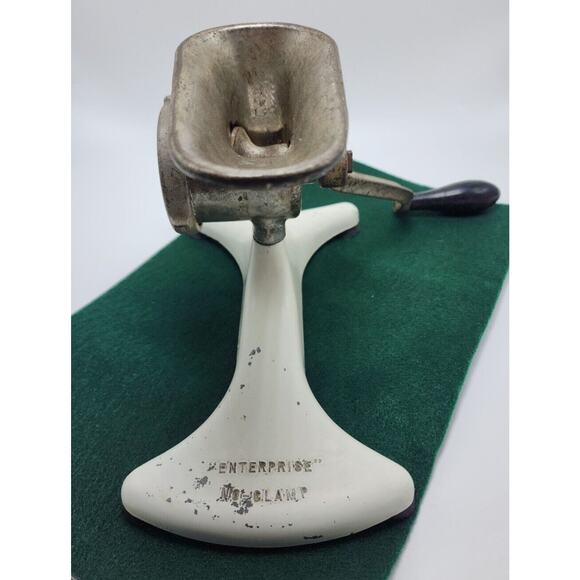 Vintage 70s Meat‎ Grinder Enterprise K-1978 White Cast-Iron No Clamp - Picture 12 of 16